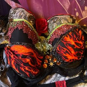 Custom costume Fire bellydance bra